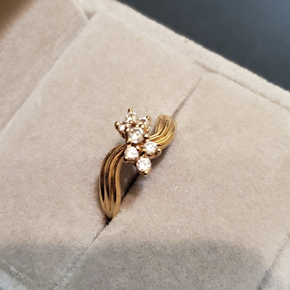 14k diamond waterfall ring
